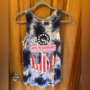 Simply Southern Gray/Blue Tie-Dye Cotton Tank Top